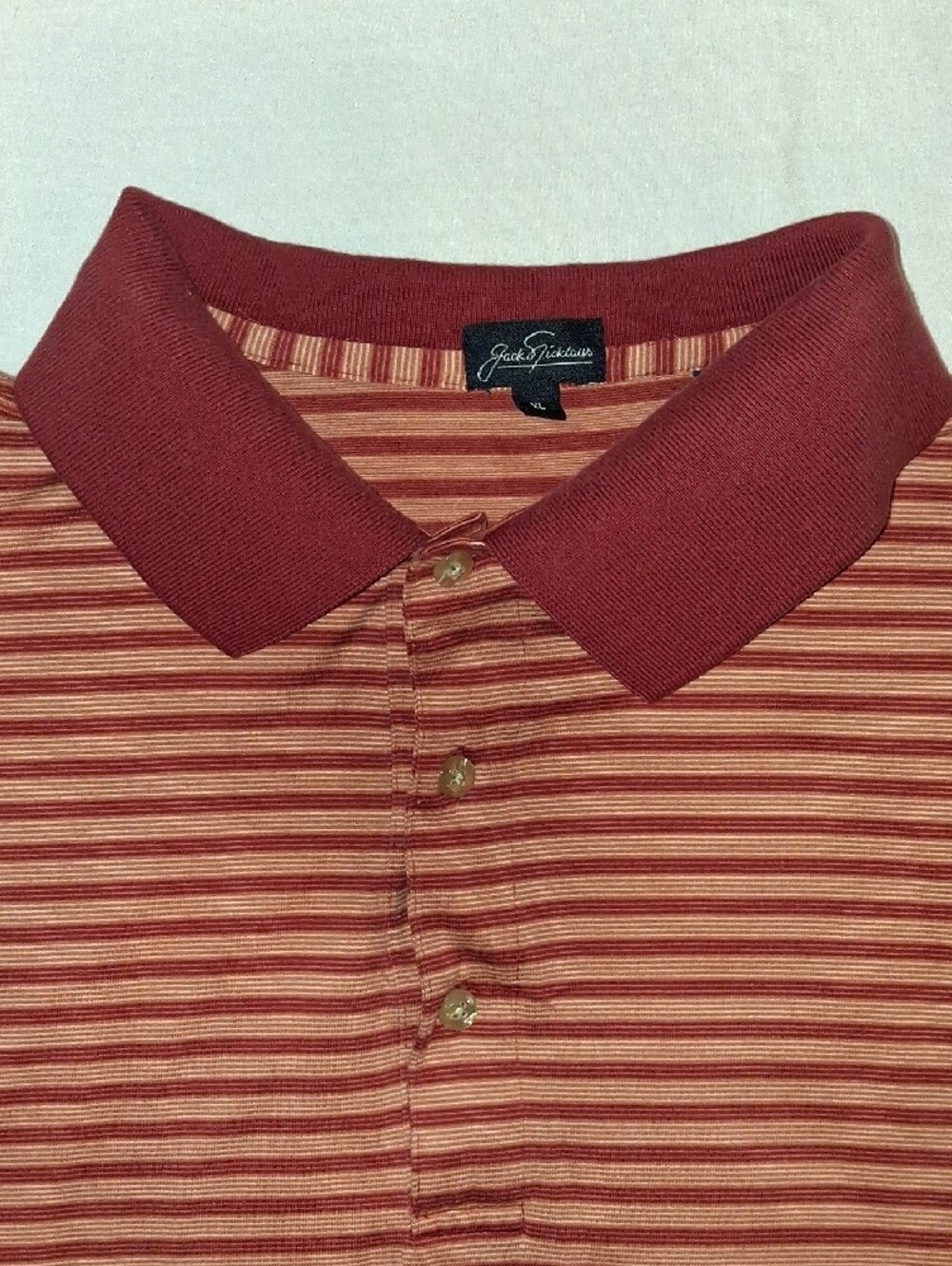 Vintage Jack Nicklaus Striped Golf Polo Shirt  Orange Tones Men XL